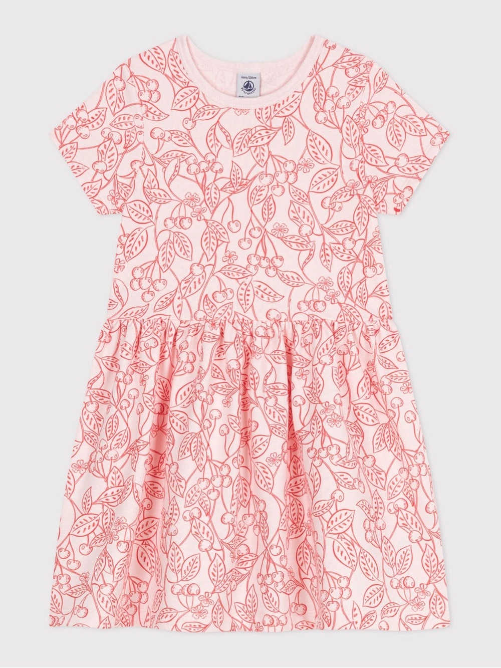 NWT Petit Bateau Girls Cherry Print Dress Pink Cotton Size 3Y 95cm French